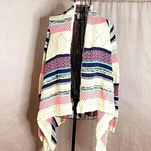 RED CAMEL Multicolored‎ Striped Sweater Cape OS